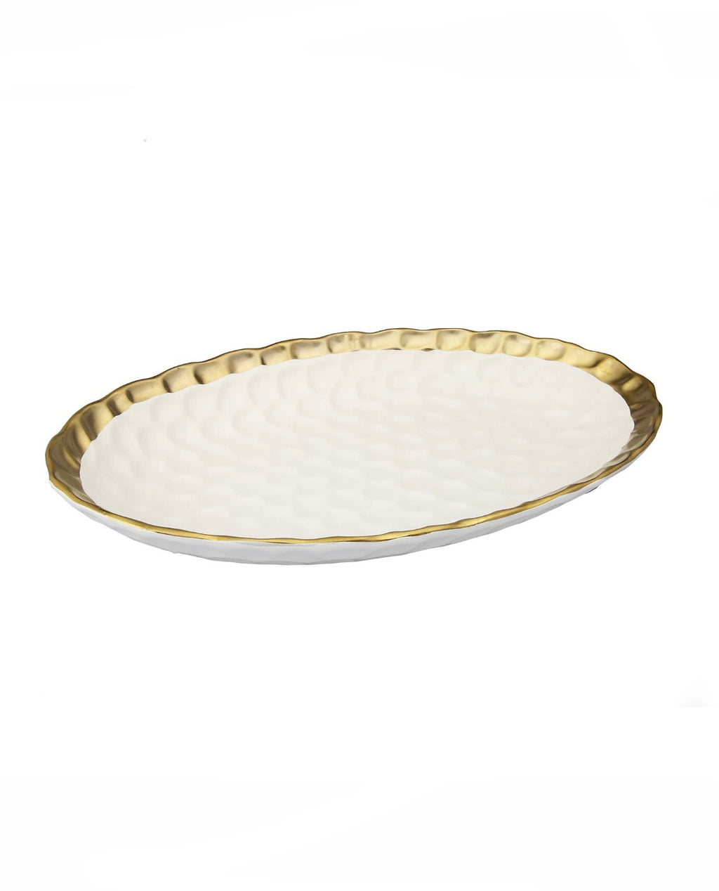 White Ceramic plate with Gold trim