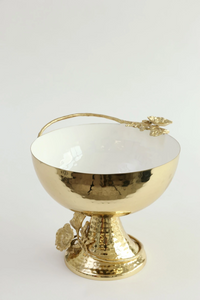 Gold Bowl pedestal with flower design
