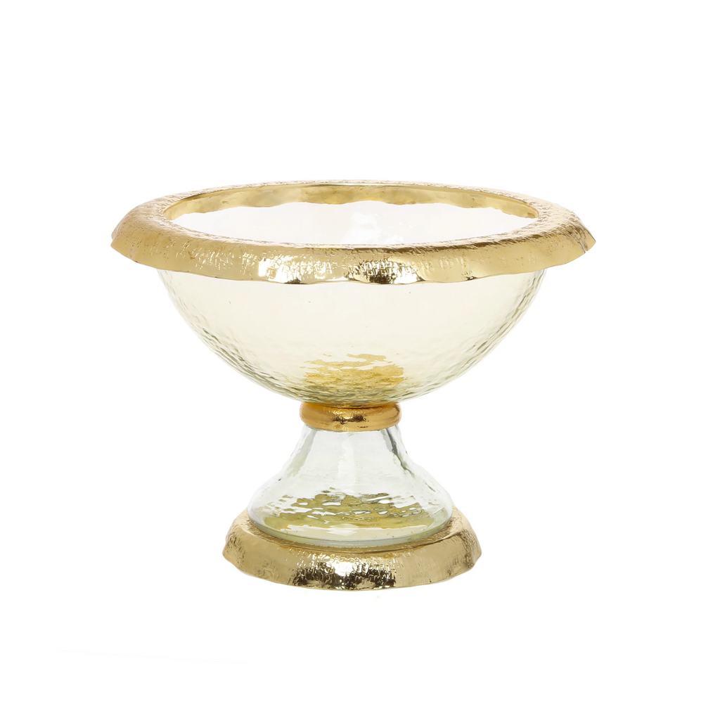 Glass Footed Bowl with Gold Trim