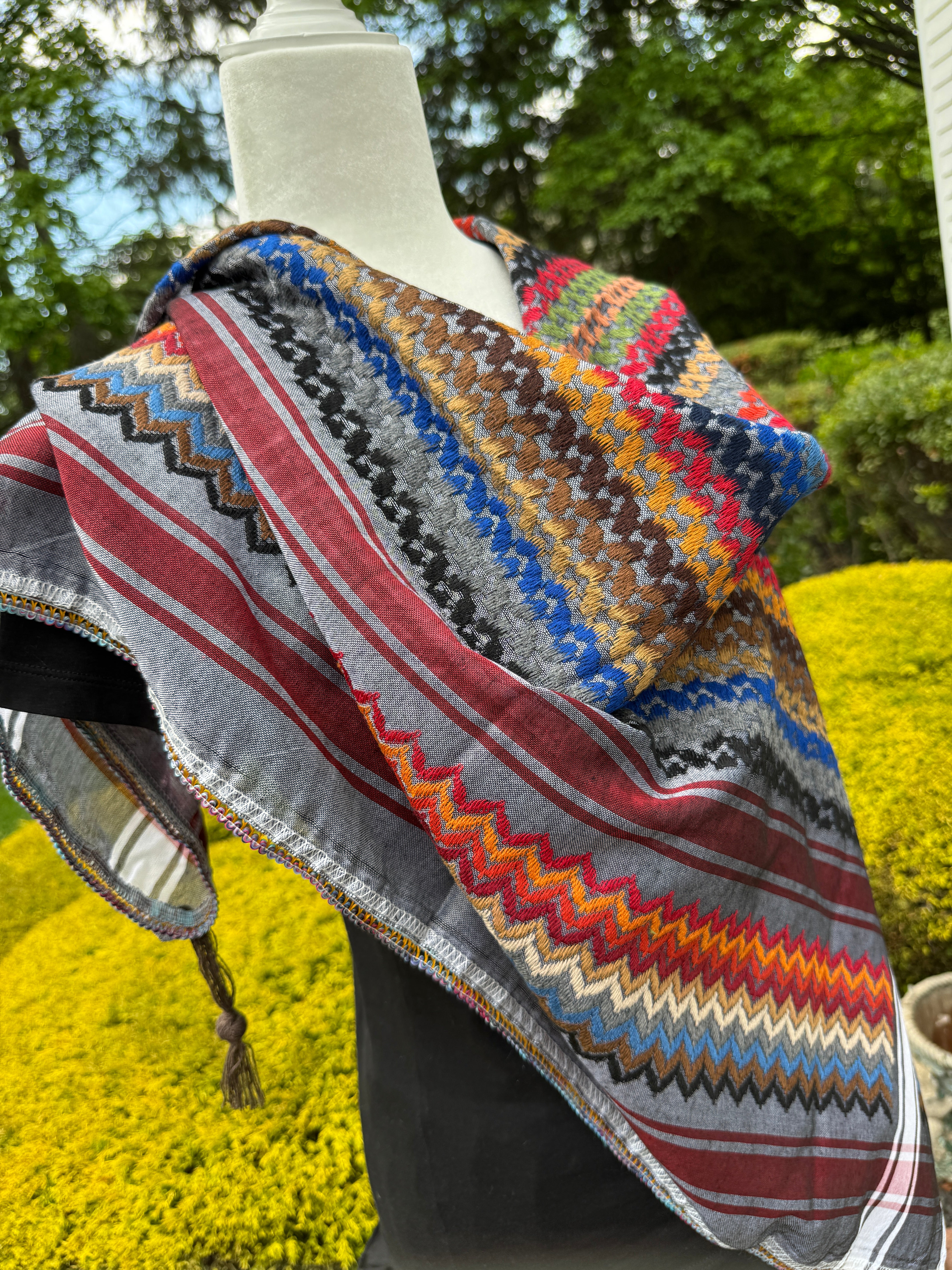 Red, Gray Multi color Keffiyeh, wrap