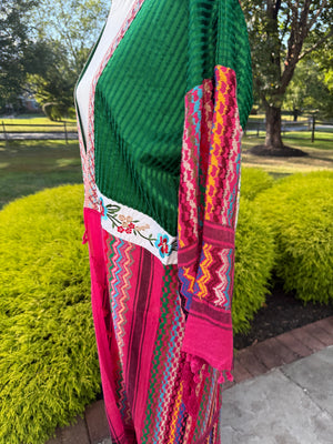 Fuchsia & Green Open keffiyeh Caftan