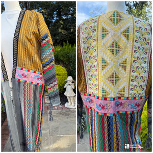 Gray & Gold Multi Color Open keffiyeh Caftan