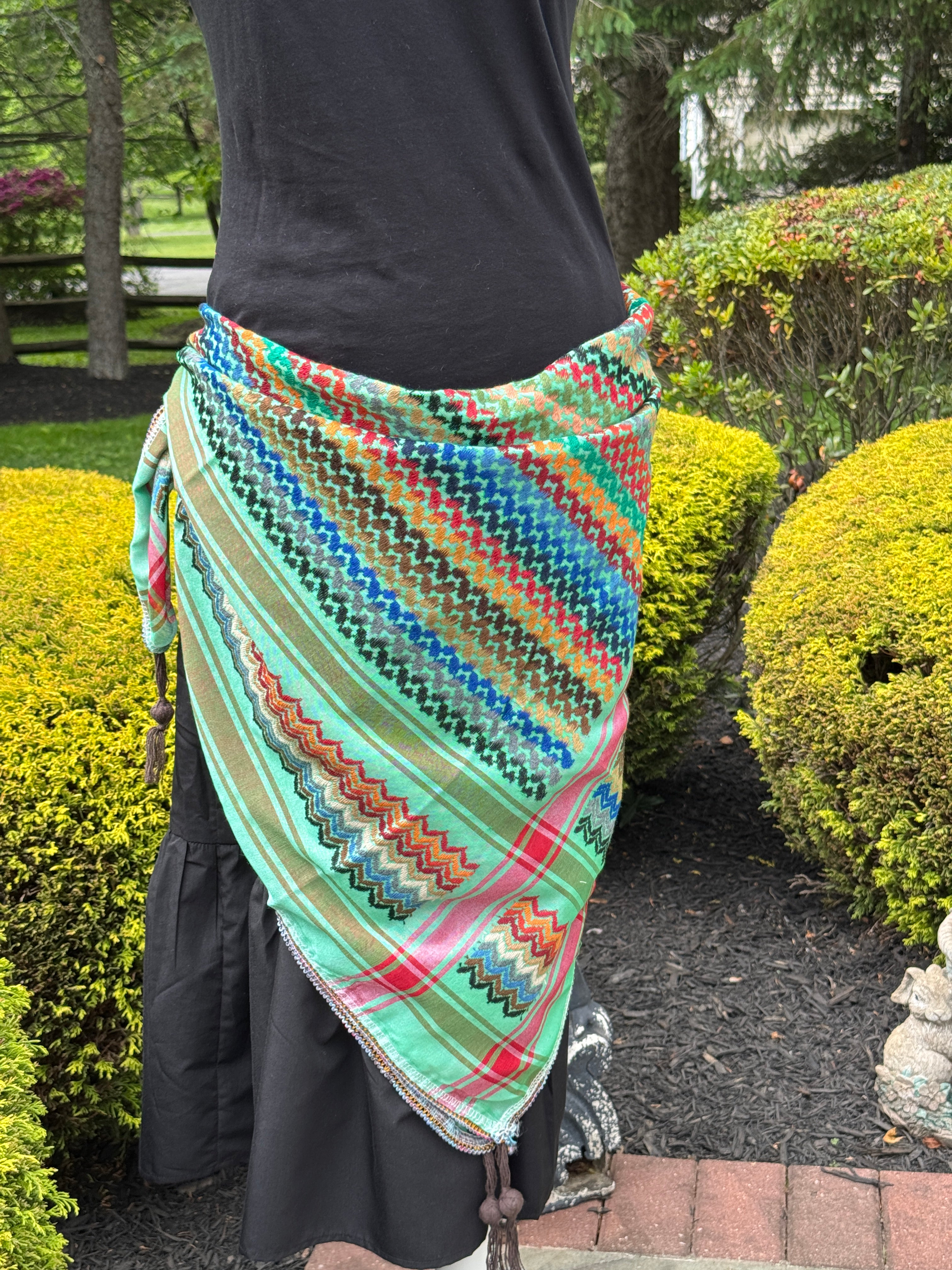 Green Multi color Keffiyeh, wrap