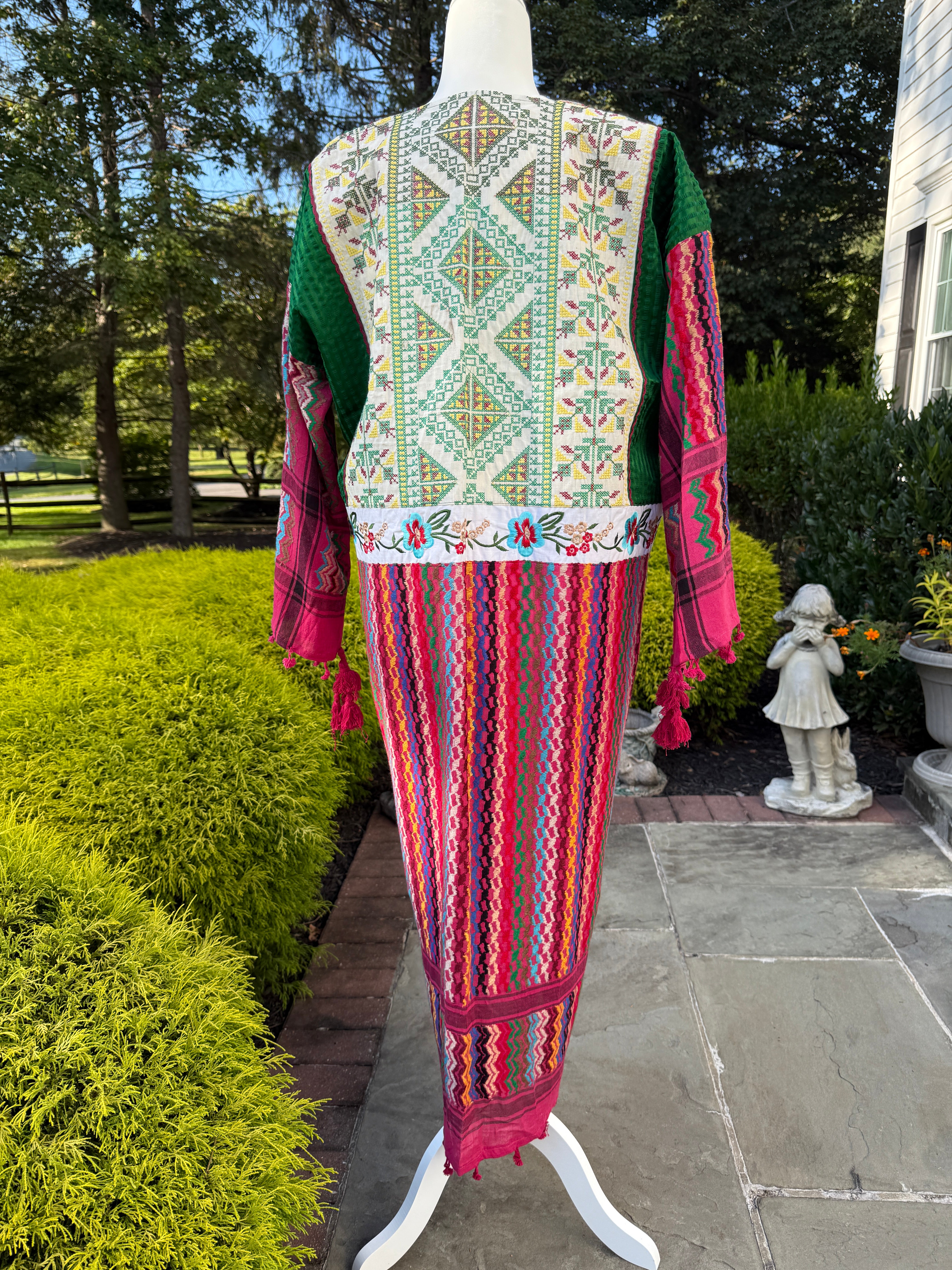 Fuchsia & Green Open keffiyeh Caftan