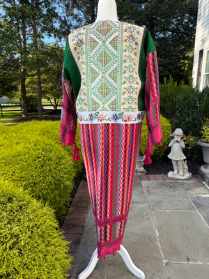 Fuchsia & Green Open keffiyeh Caftan