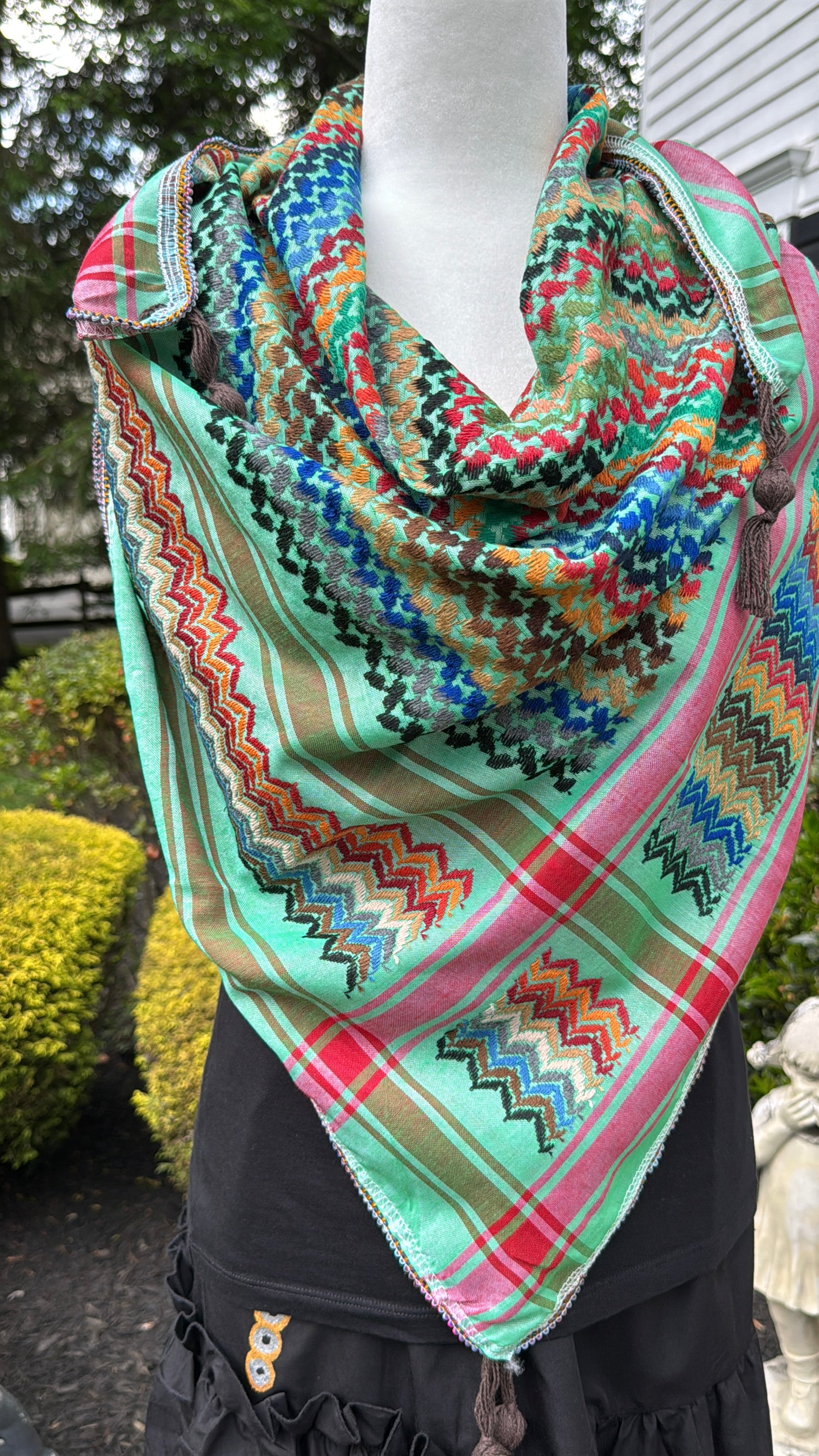 Green Multi color Keffiyeh, wrap