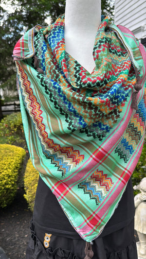 Green Multi color Keffiyeh, wrap