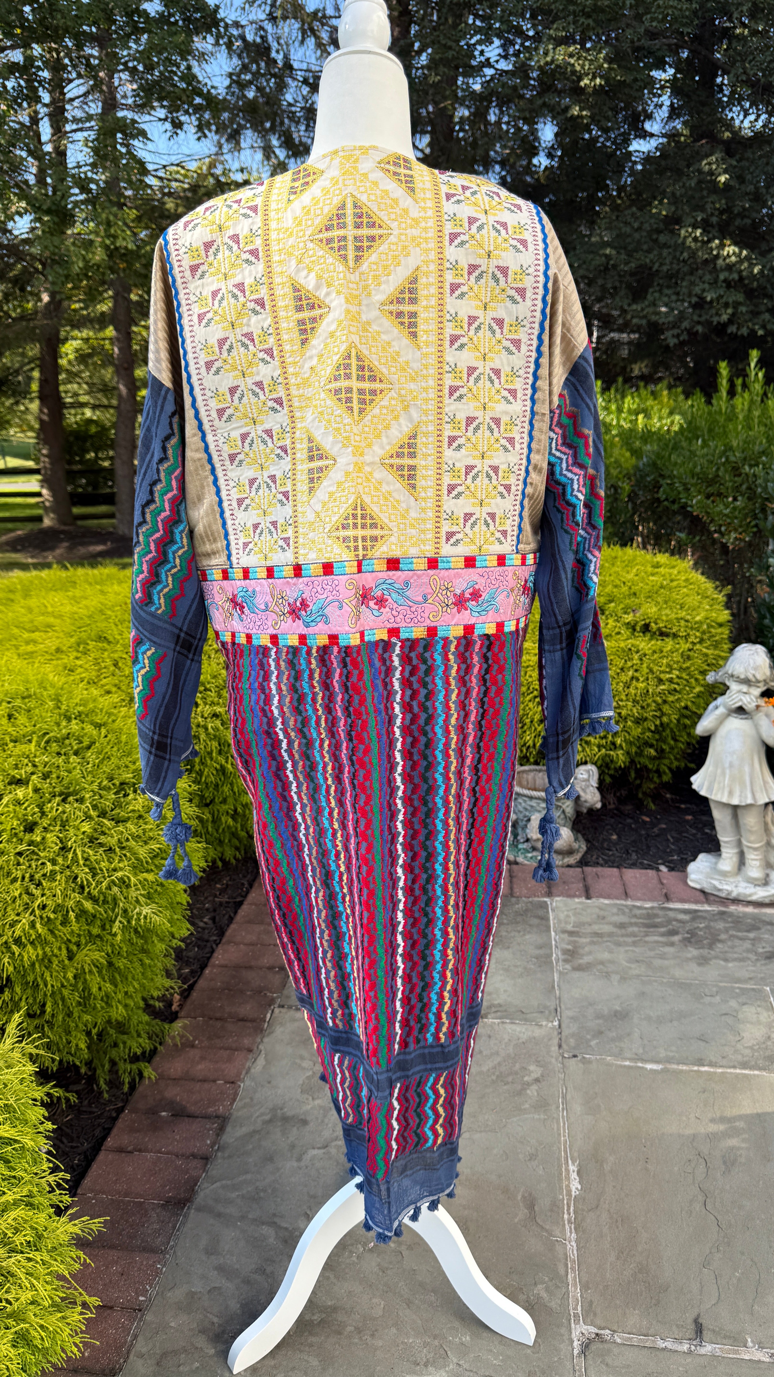 Blue & Gold Multi Color Open keffiyeh Caftan