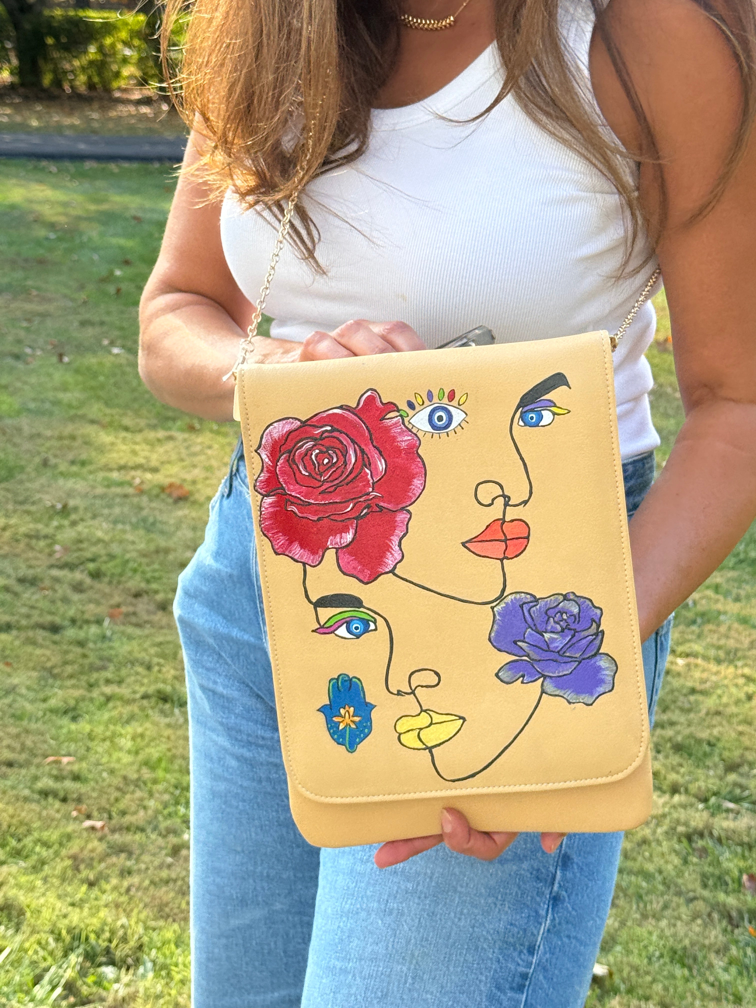 Beige Clutch Hand painted modern theme