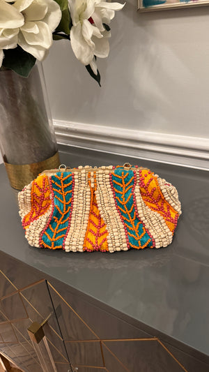 Multi color, unique design Beaded clutch