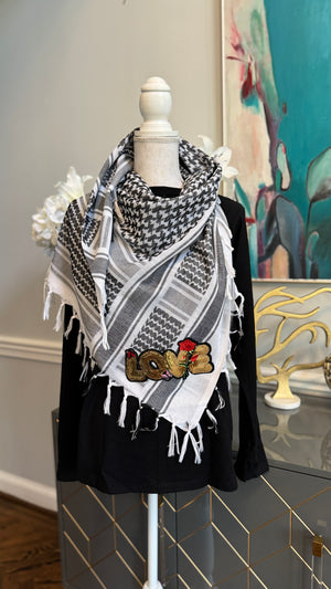 Black & White Keffiyeh, Kuffiyeh, Shemagh designed with Sequin motif