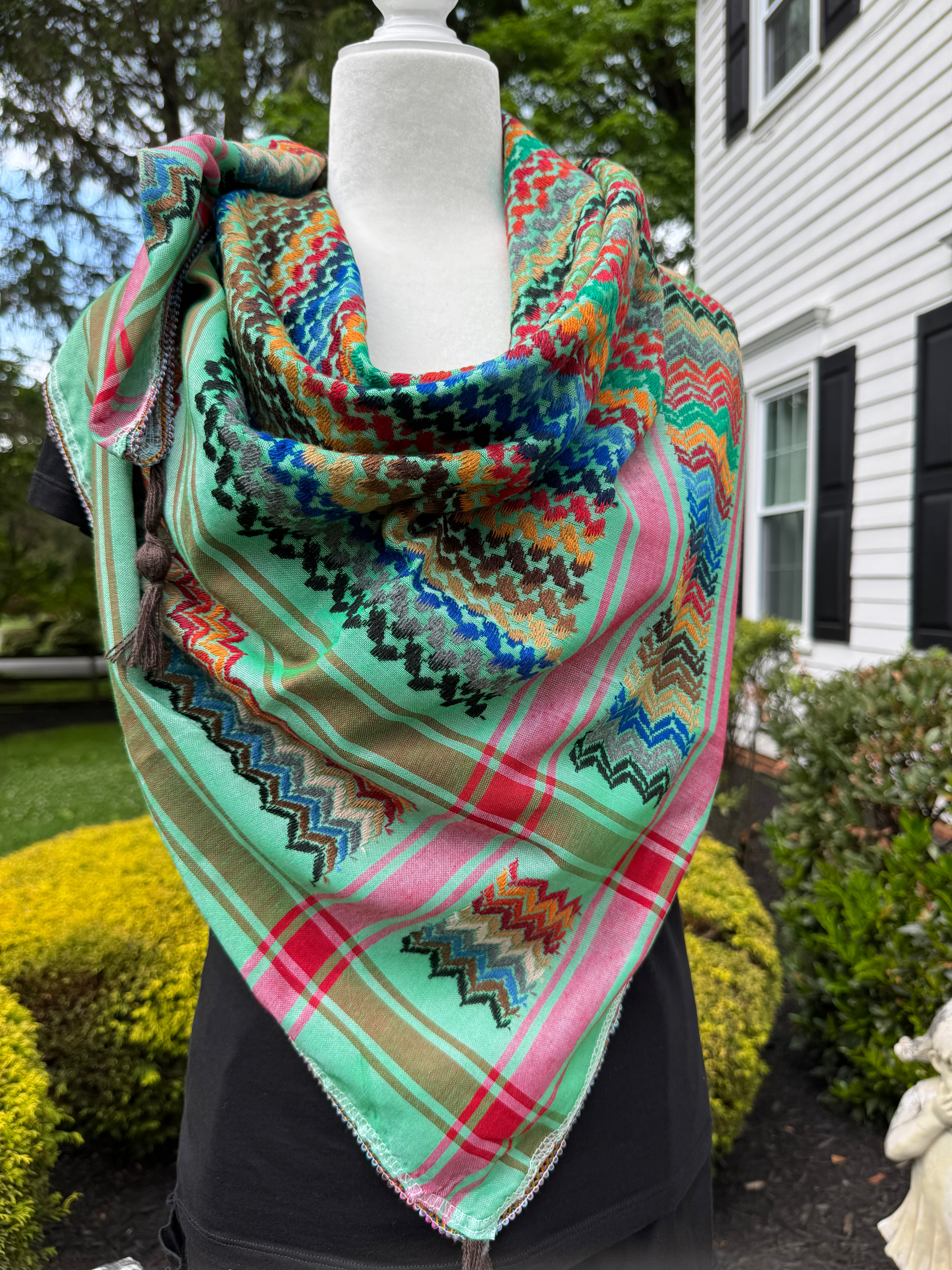 Green Multi color Keffiyeh, wrap
