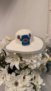 Floppy Hat White hand painted with Fatimahand