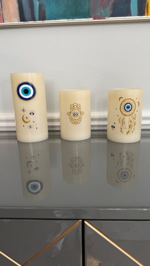 Flameless Candle evil eye design