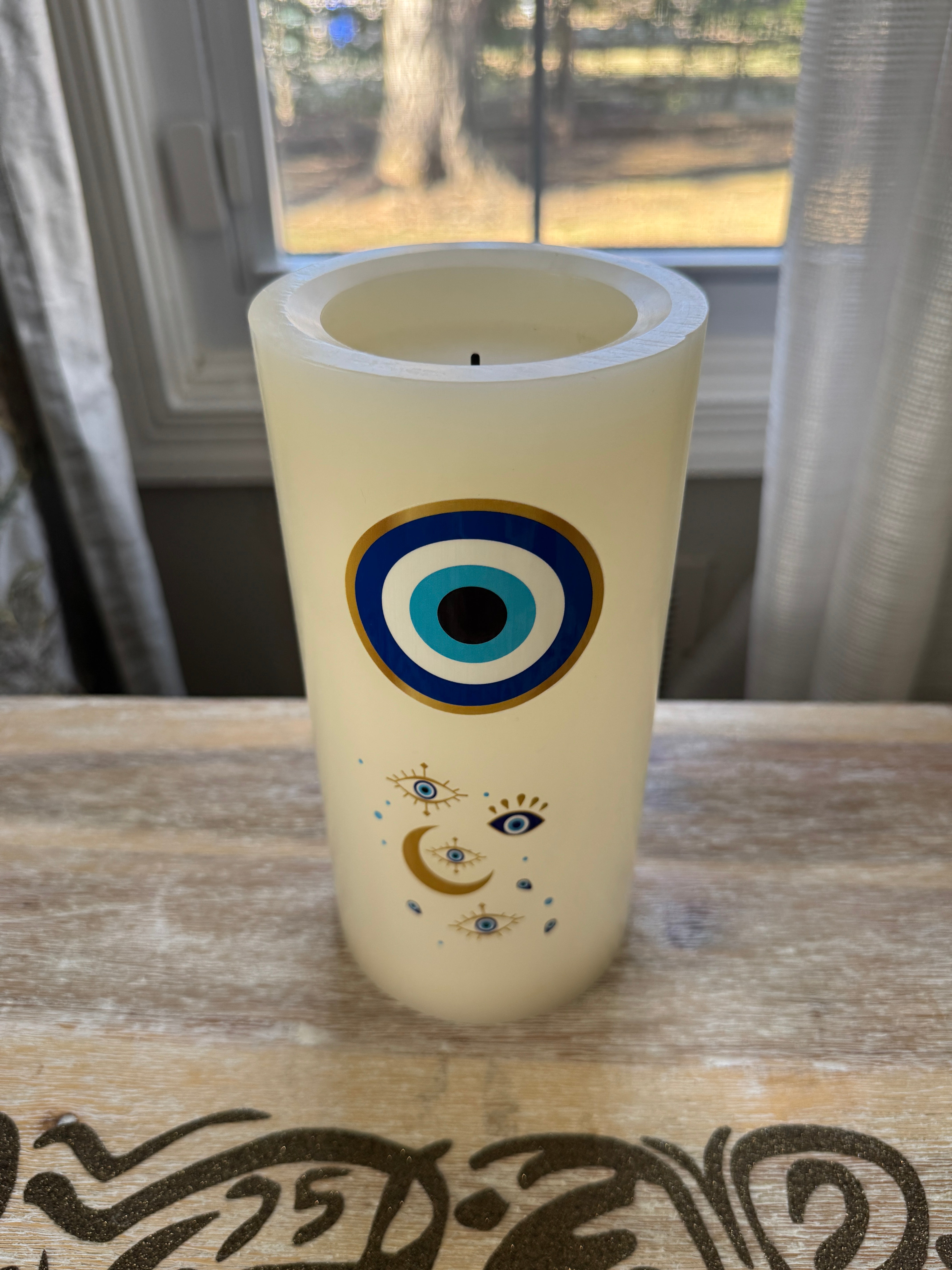 Flameless Candle evil eye design