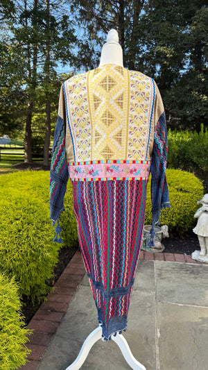Blue & Gold Multi Color Open keffiyeh Caftan