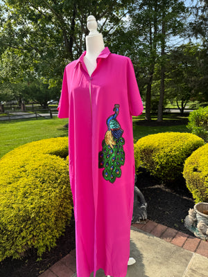 Casual Button Design Batwing Sleeve Super Long Shirt , designed with sequins motif.