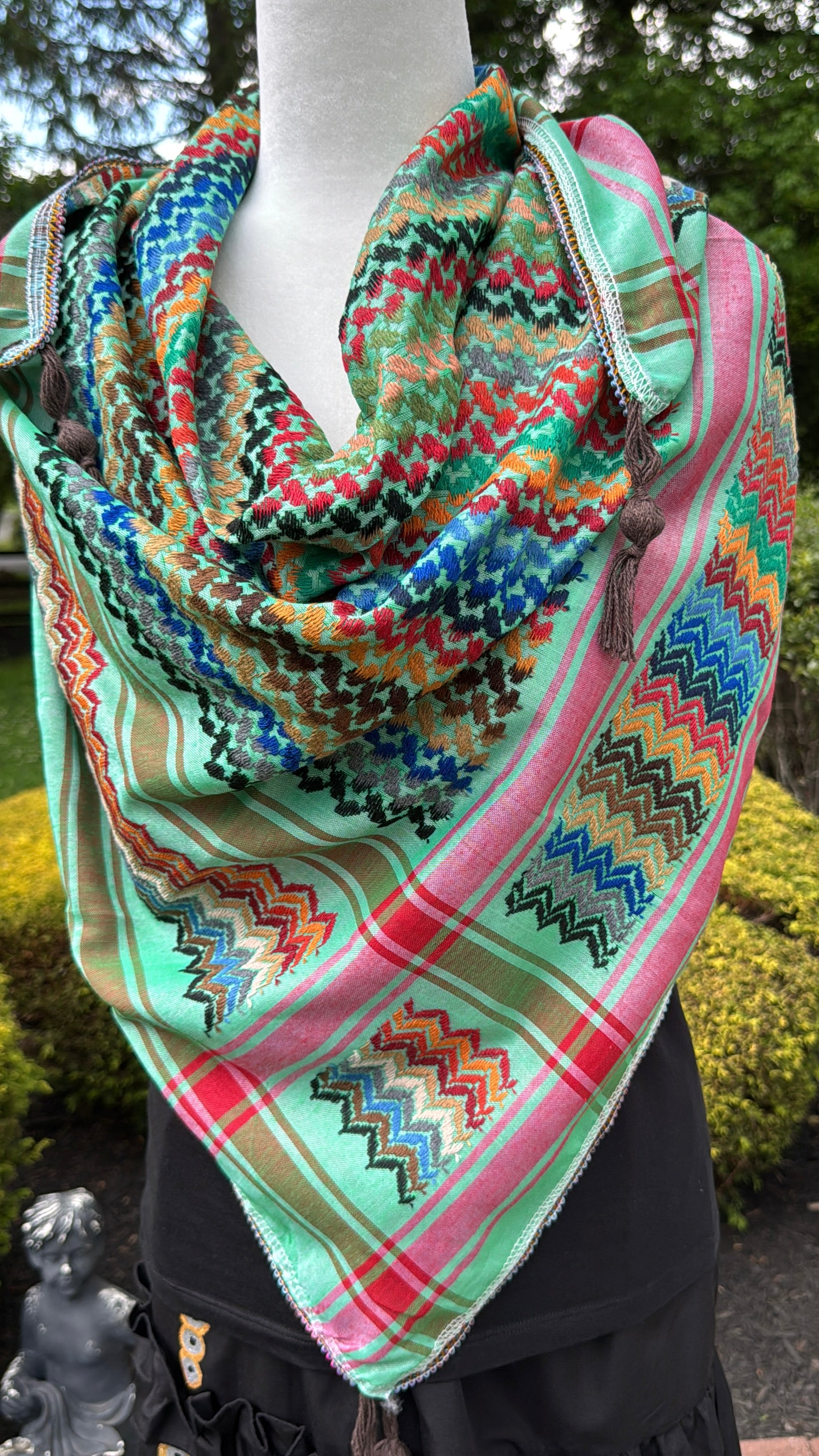 Green Multi color Keffiyeh, wrap