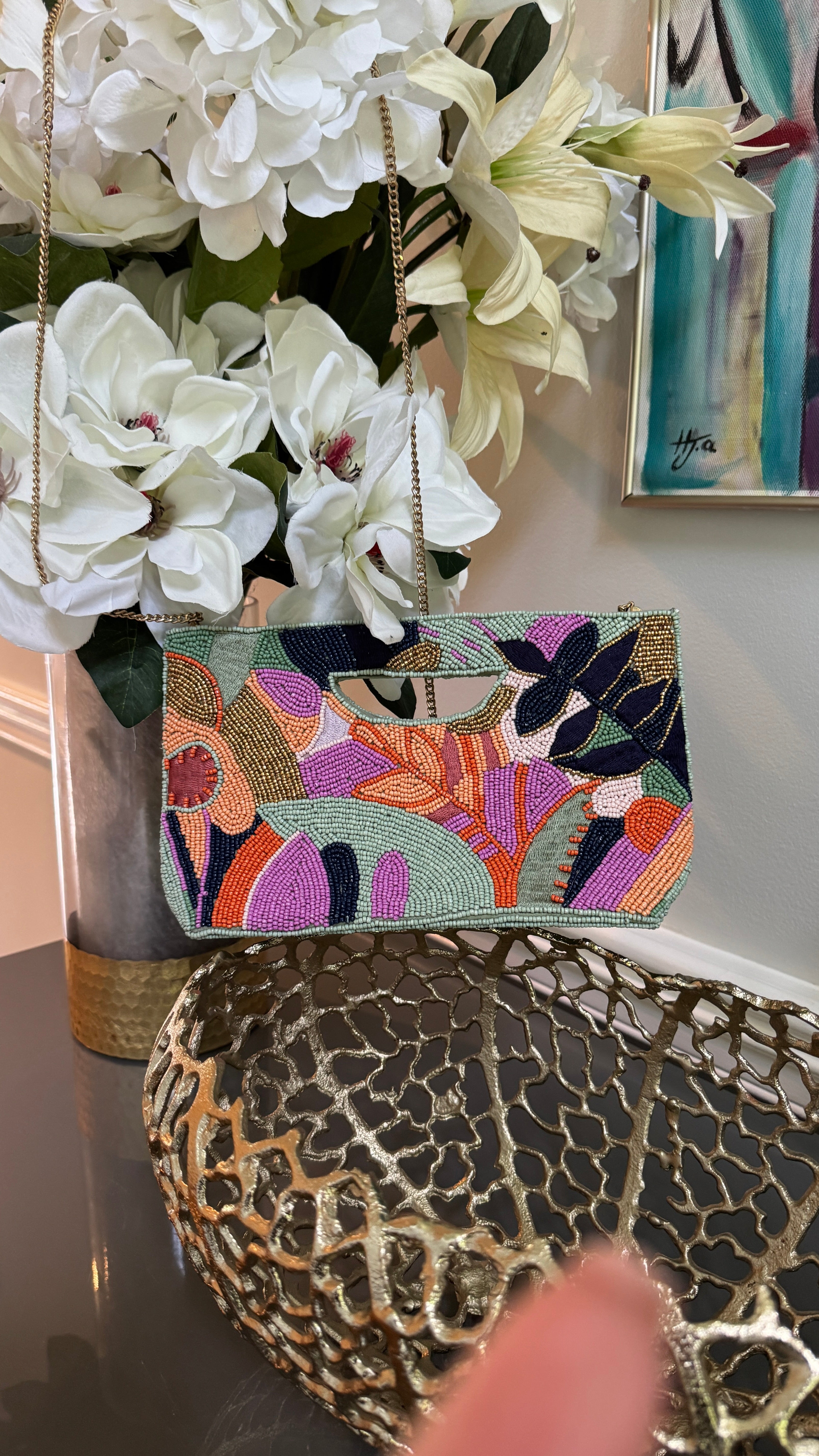 Multi color, Beaded clutch
