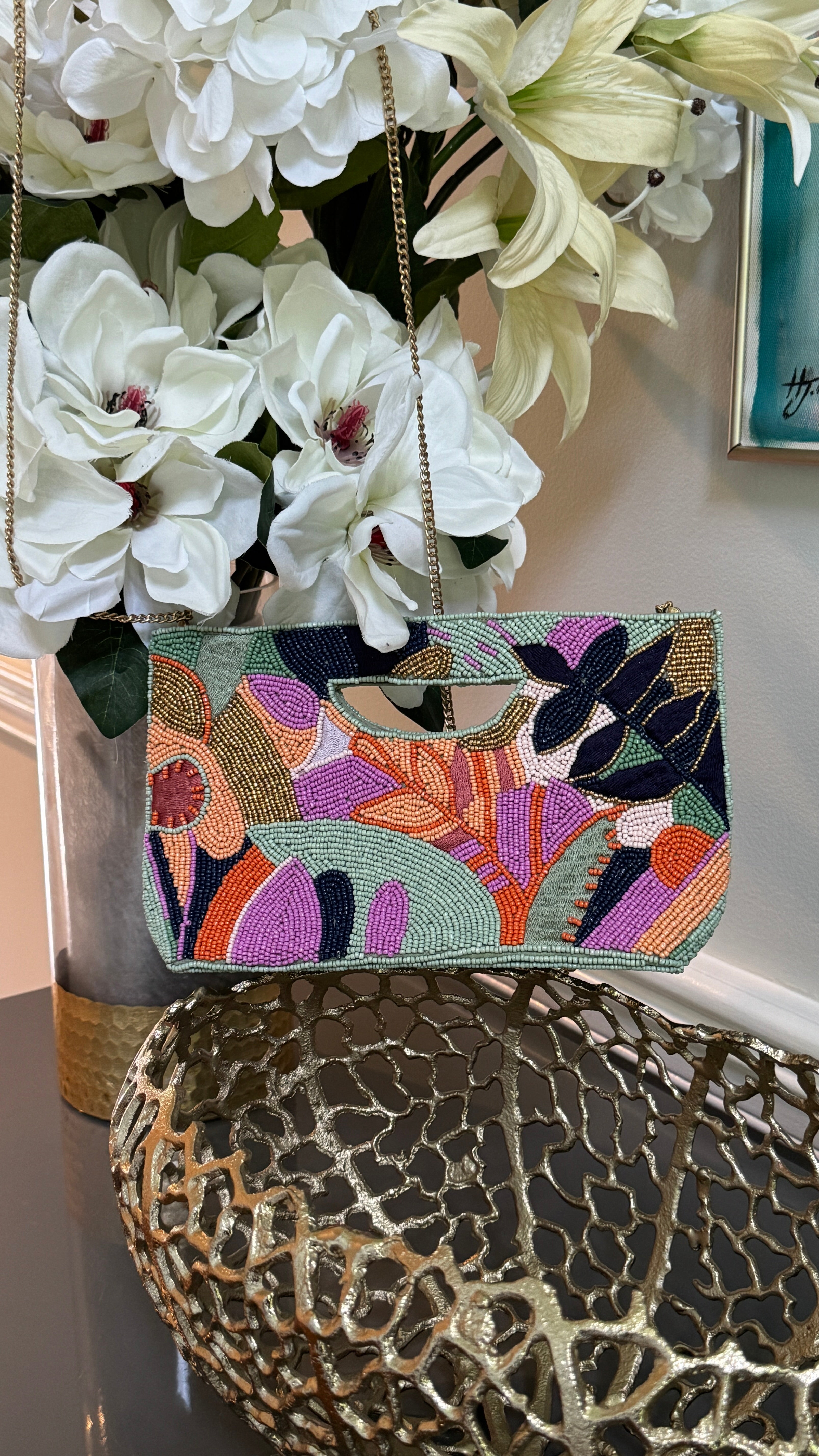 Multi color, Beaded clutch