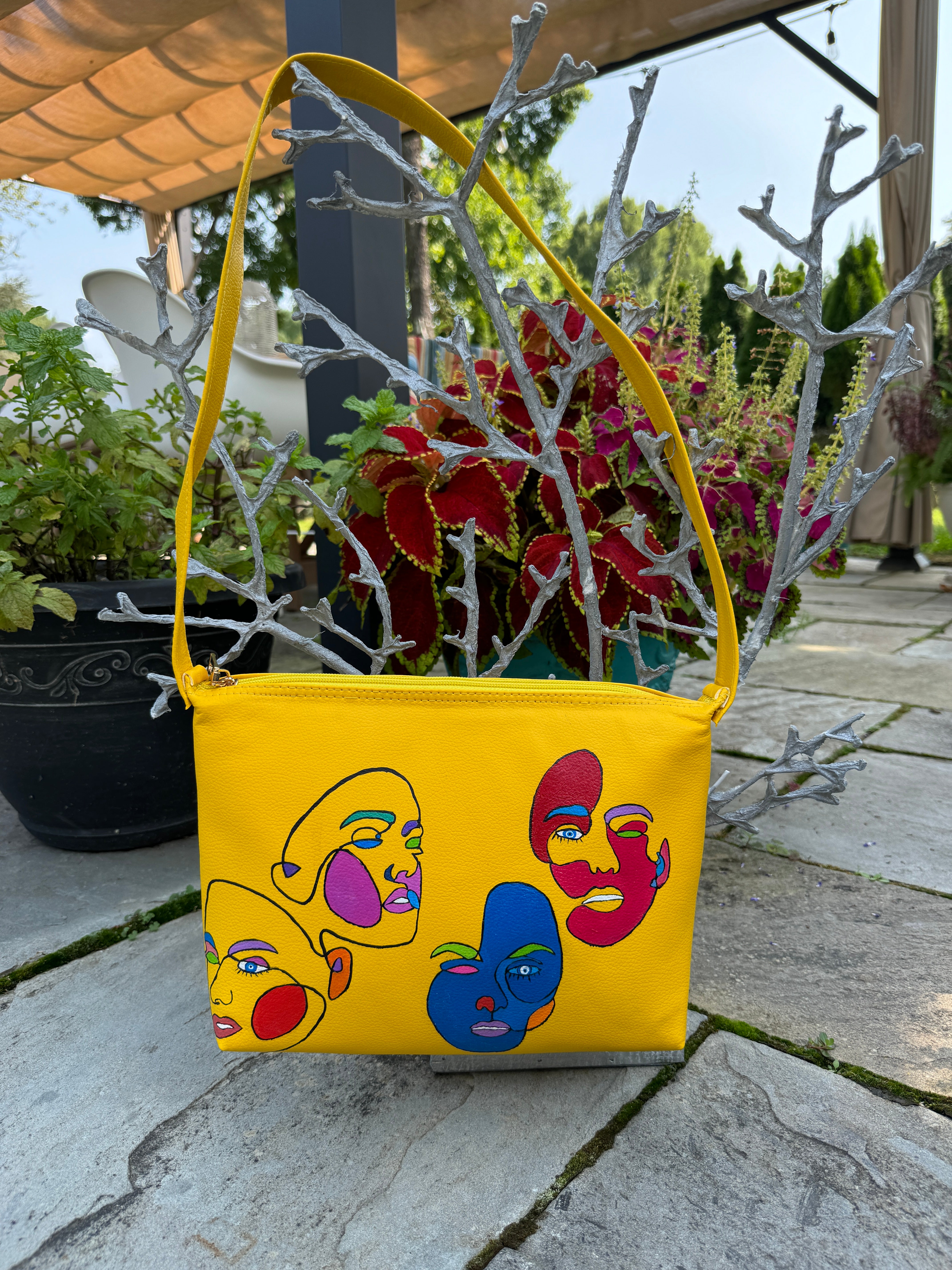 Yellow Clutch Hand painted modern theme