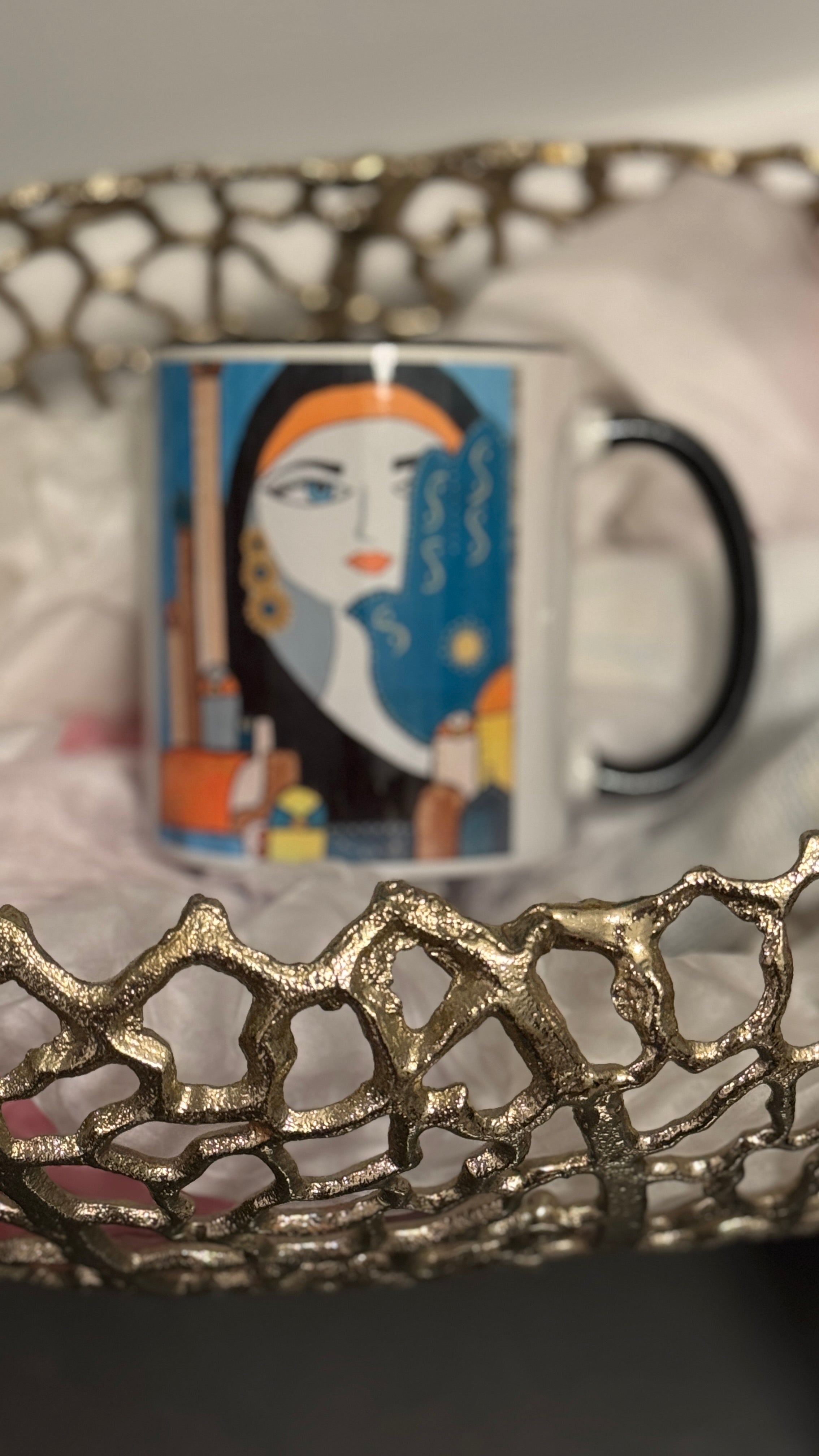 Coffee Mug designed with Arabic beauty & Fatimah’s Hand