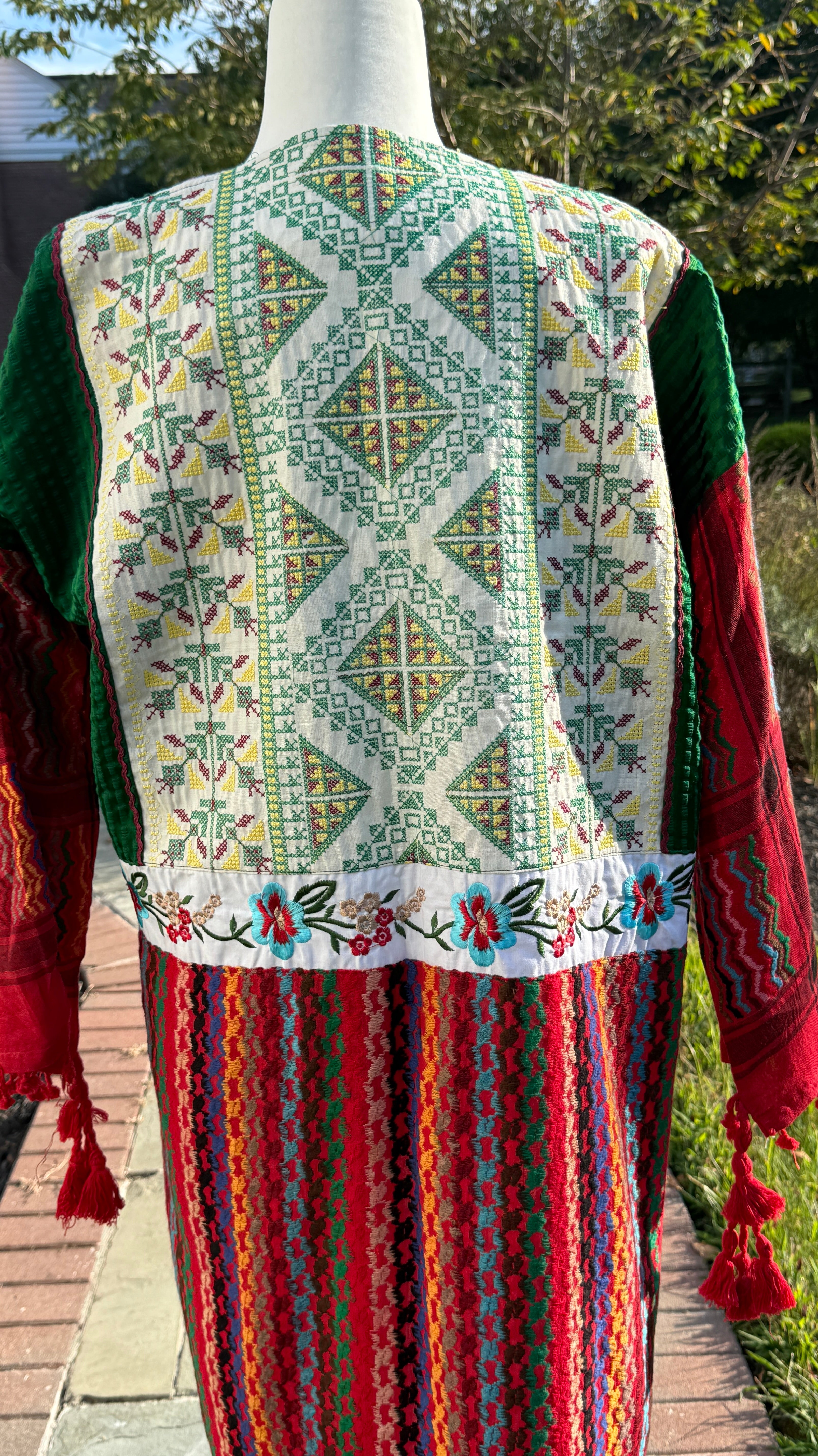 Red & Green Open keffiyeh Caftan
