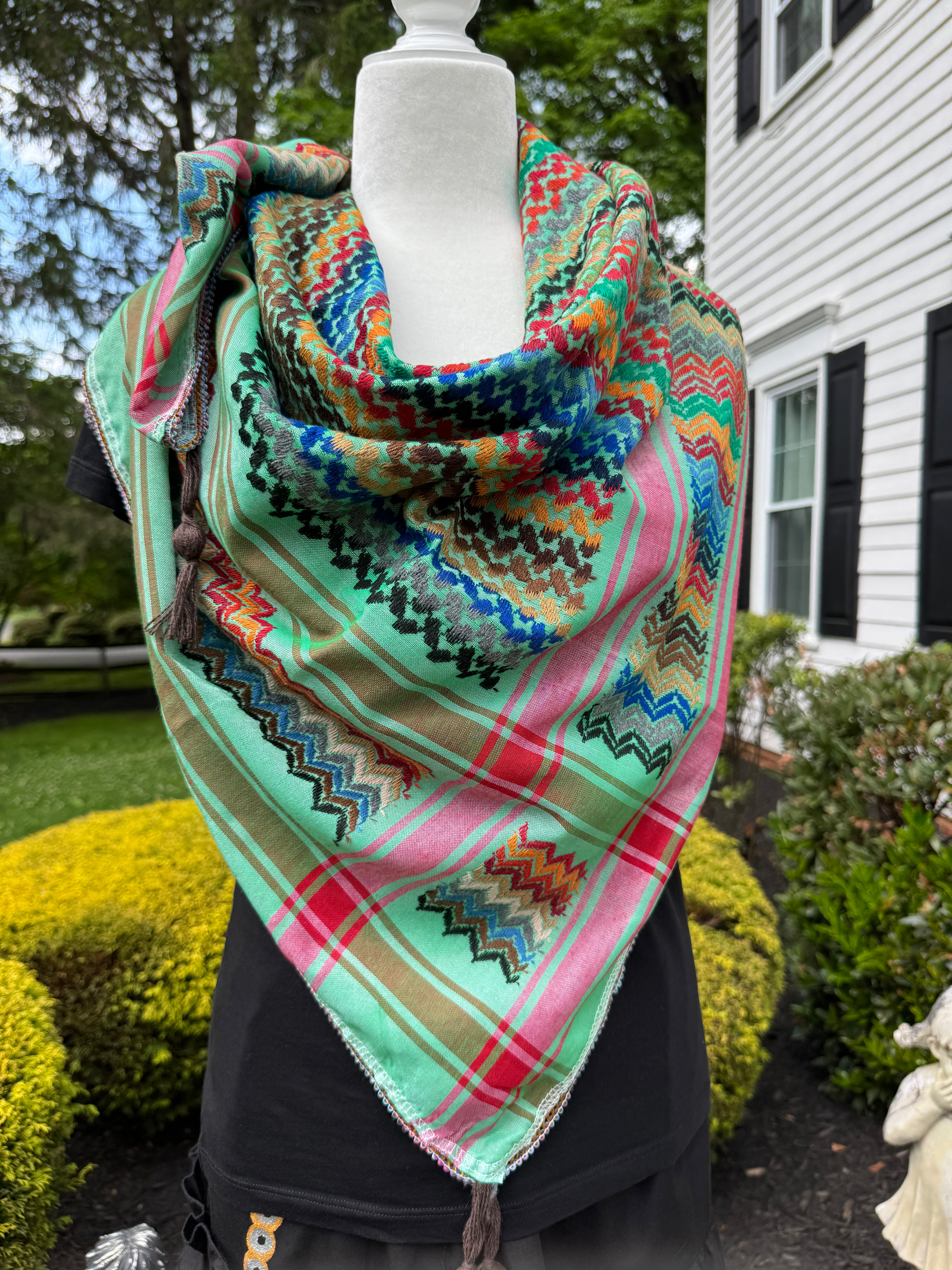 Green Multi color Keffiyeh, wrap