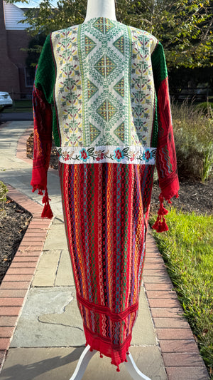 Red & Green Open keffiyeh Caftan