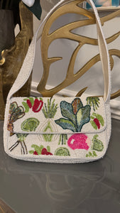 White, Multi color, Beaded clutch