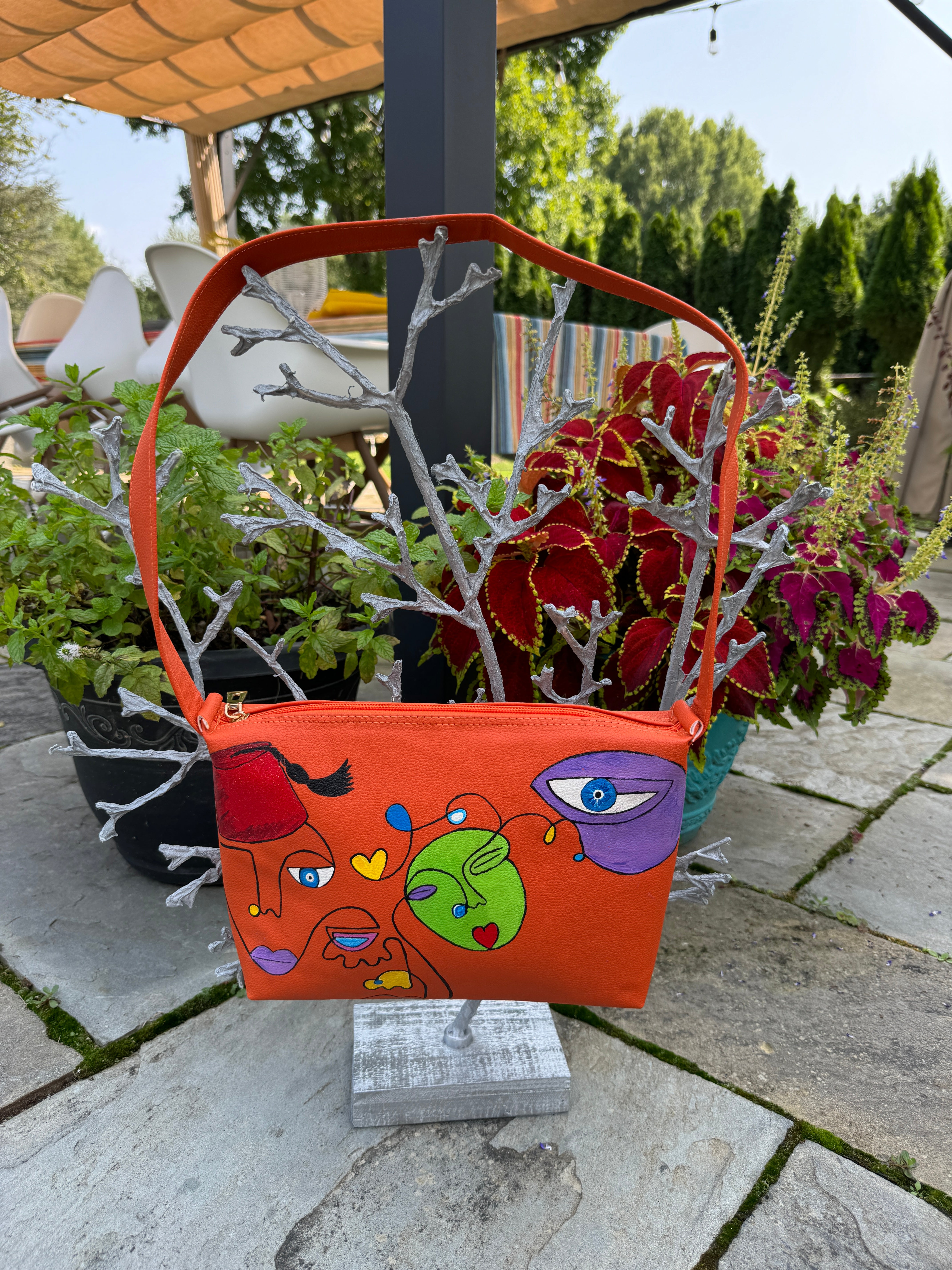 Orange Clutch Hand painted modern theme