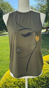 Round Neck Army Green shirt beauty & Arabic caligraphy Design ست الكل