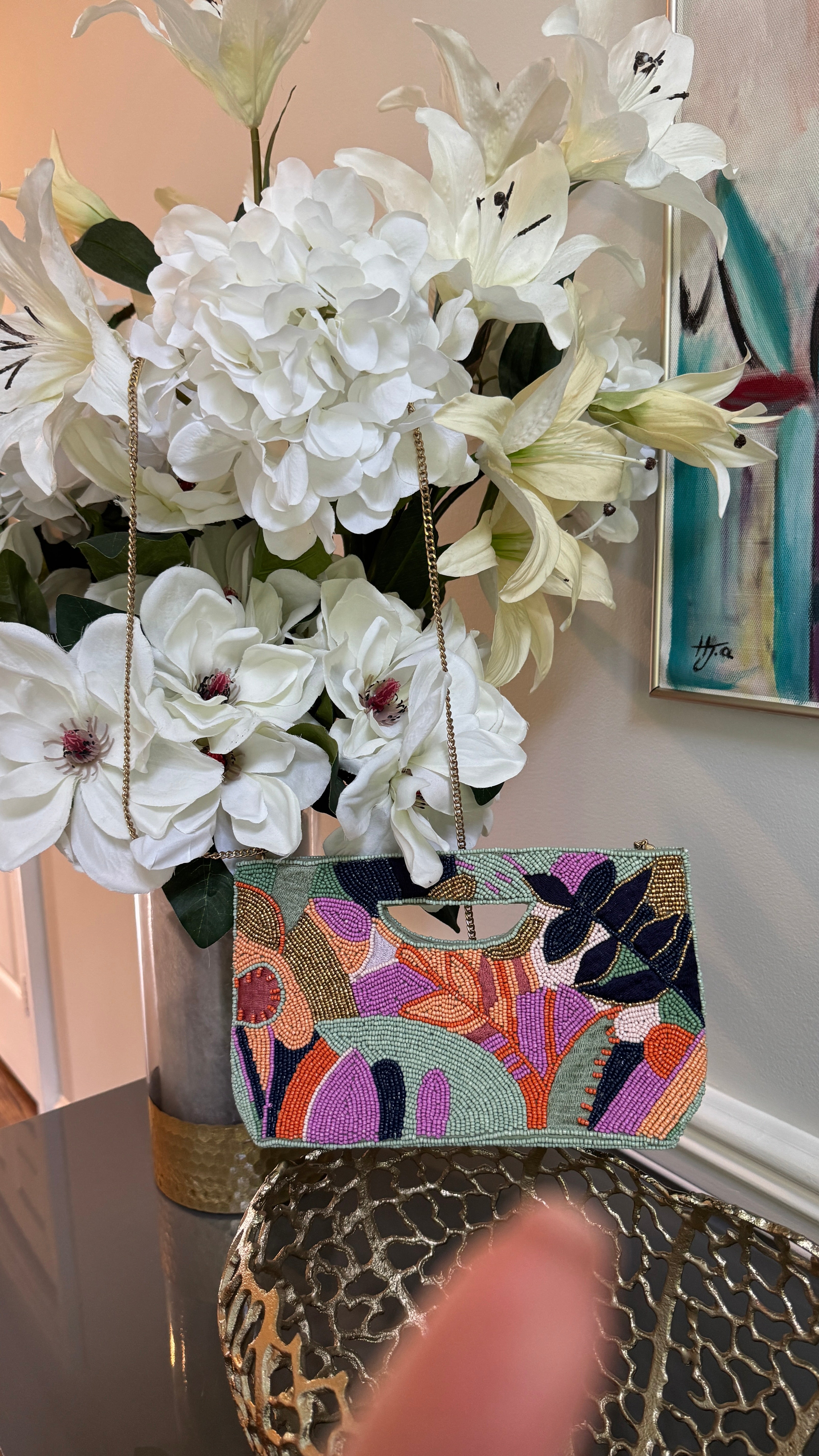 Multi color, Beaded clutch