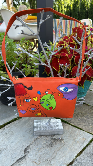 Orange Clutch Hand painted modern theme
