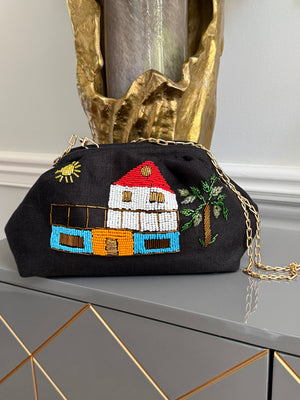 Black Handbag, clutch, purse beaded Home Design
