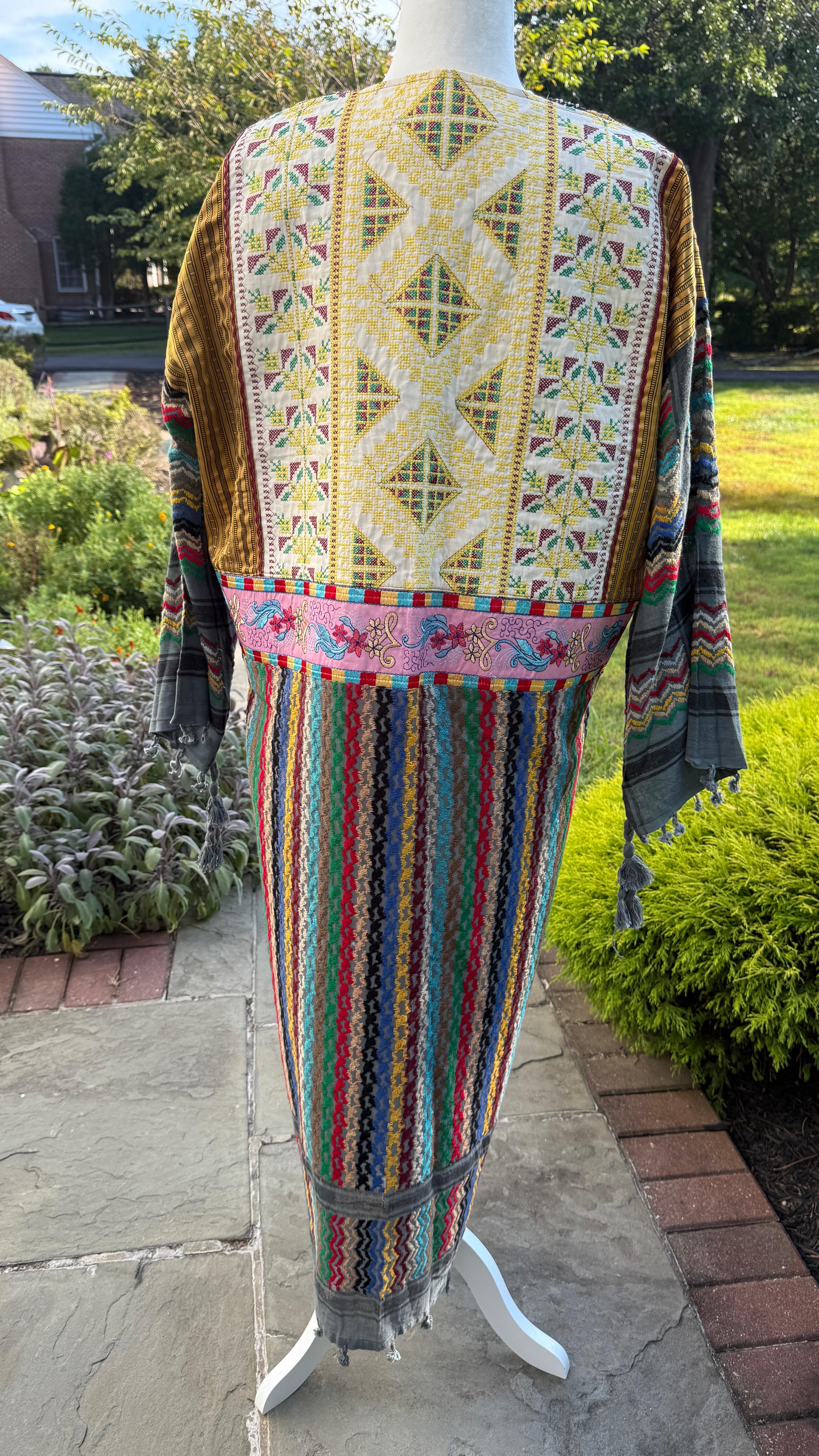 Gray & Gold Multi Color Open keffiyeh Caftan