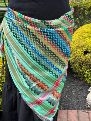 Green Multi color Keffiyeh, wrap