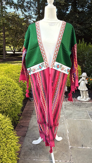 Fuchsia & Green Open keffiyeh Caftan