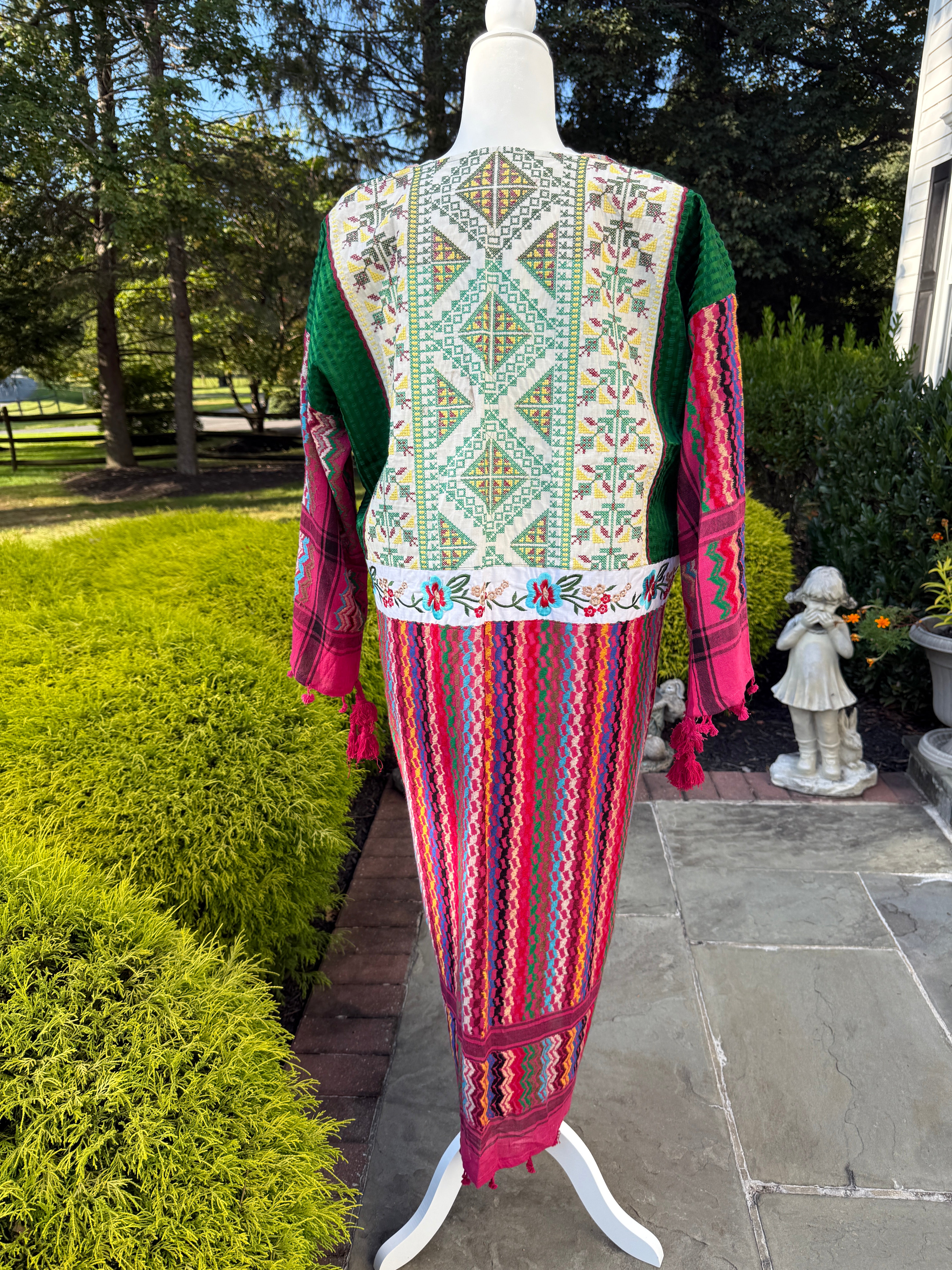 Fuchsia & Green Open keffiyeh Caftan