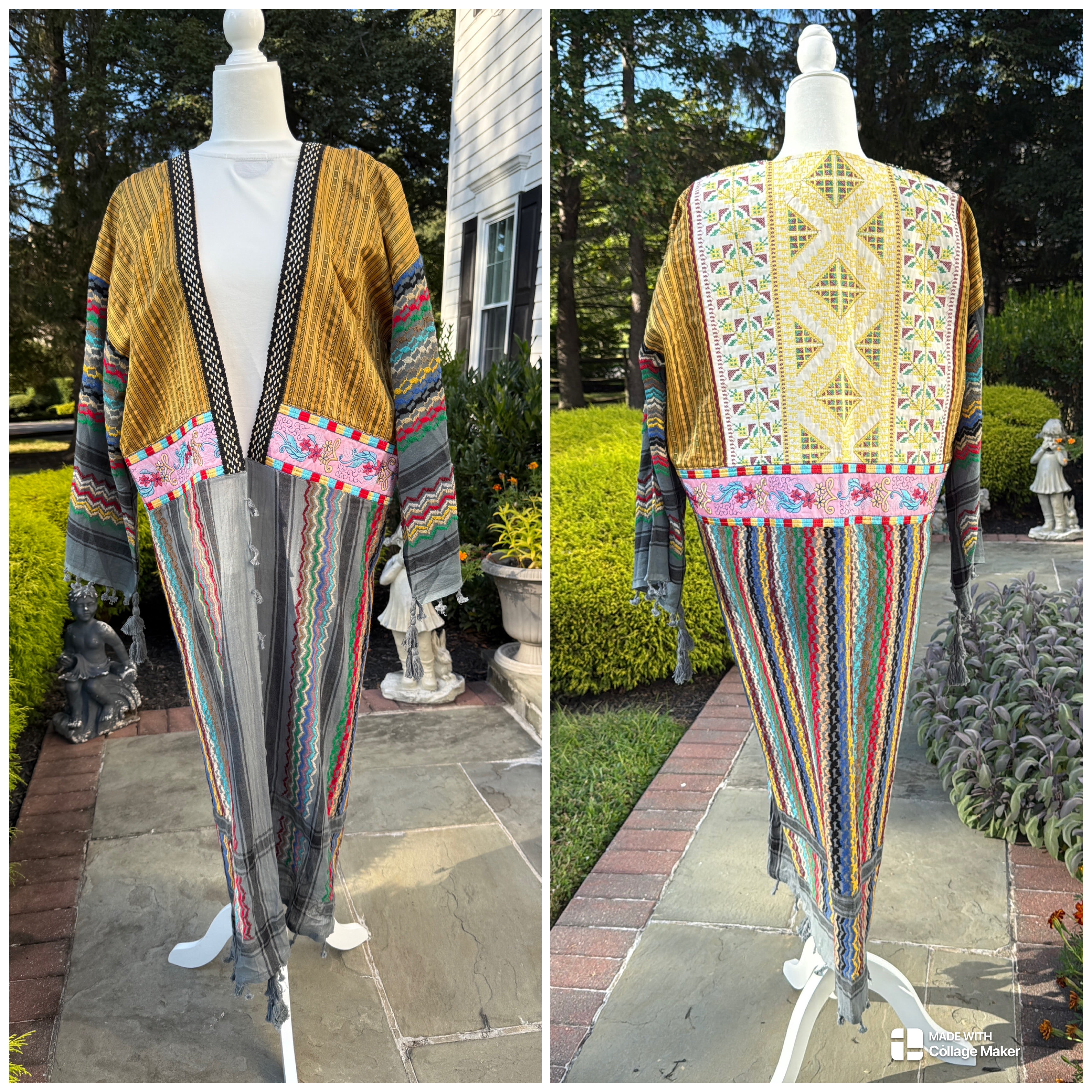 Gray & Gold Multi Color Open keffiyeh Caftan