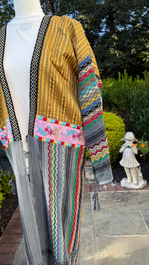Gray & Gold Multi Color Open keffiyeh Caftan