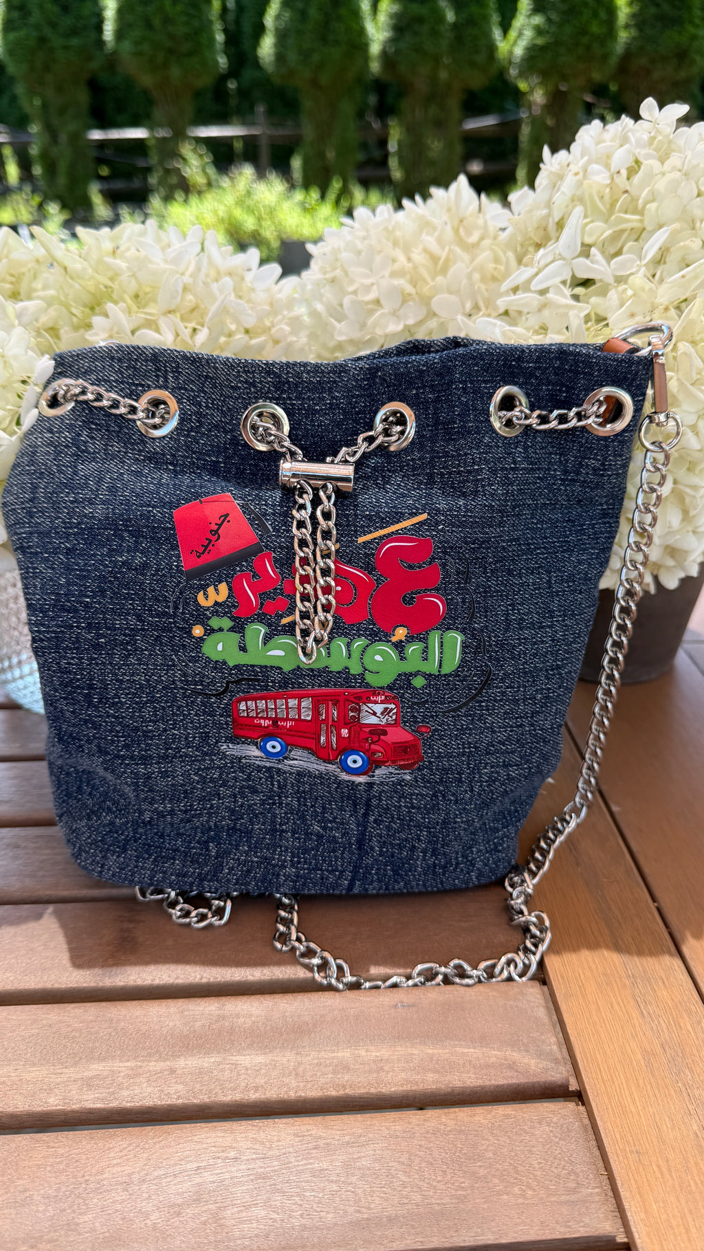 Denim handbag vintage look, unique design.