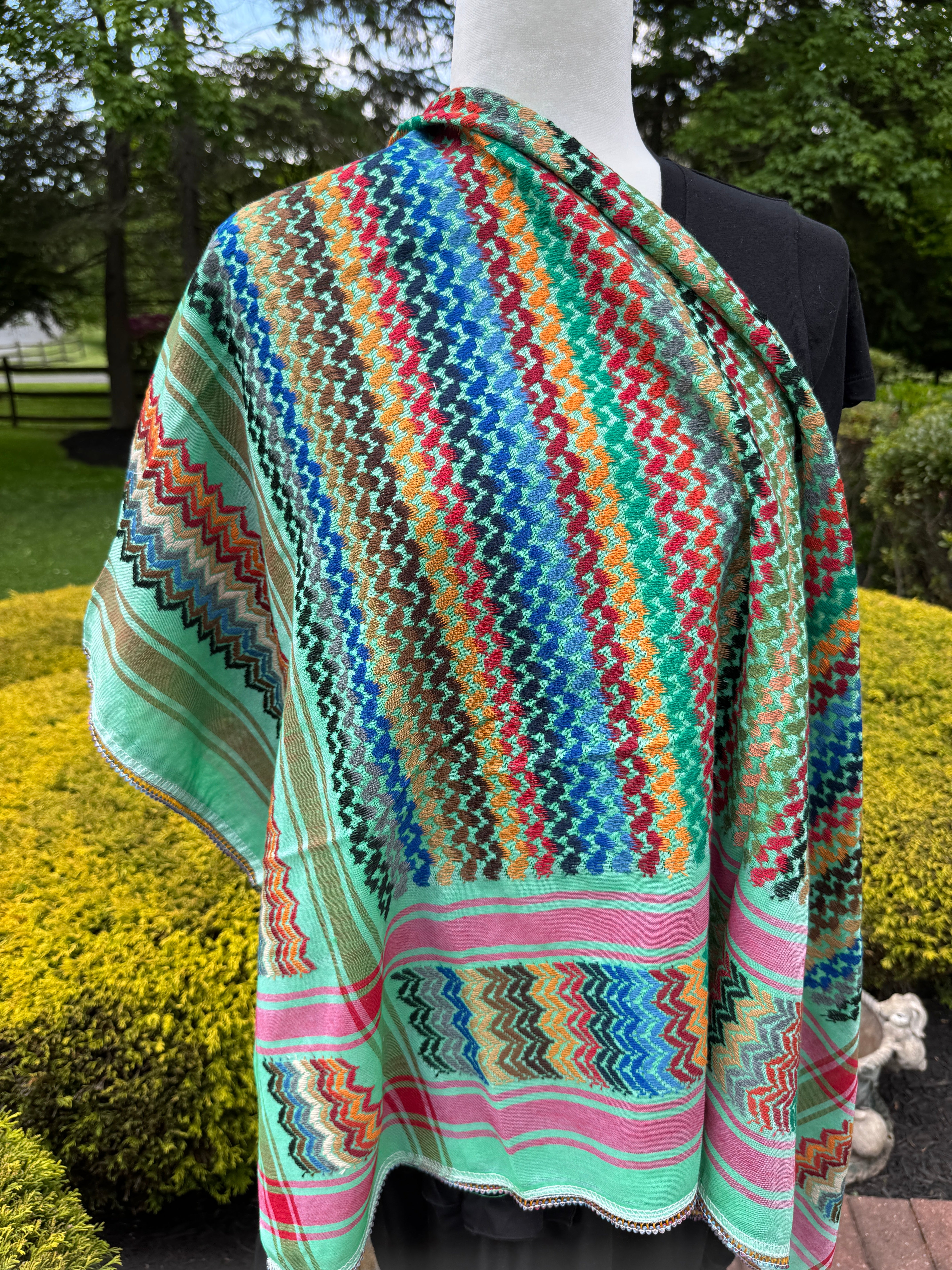 Green Multi color Keffiyeh, wrap