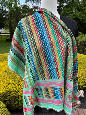 Green Multi color Keffiyeh, wrap