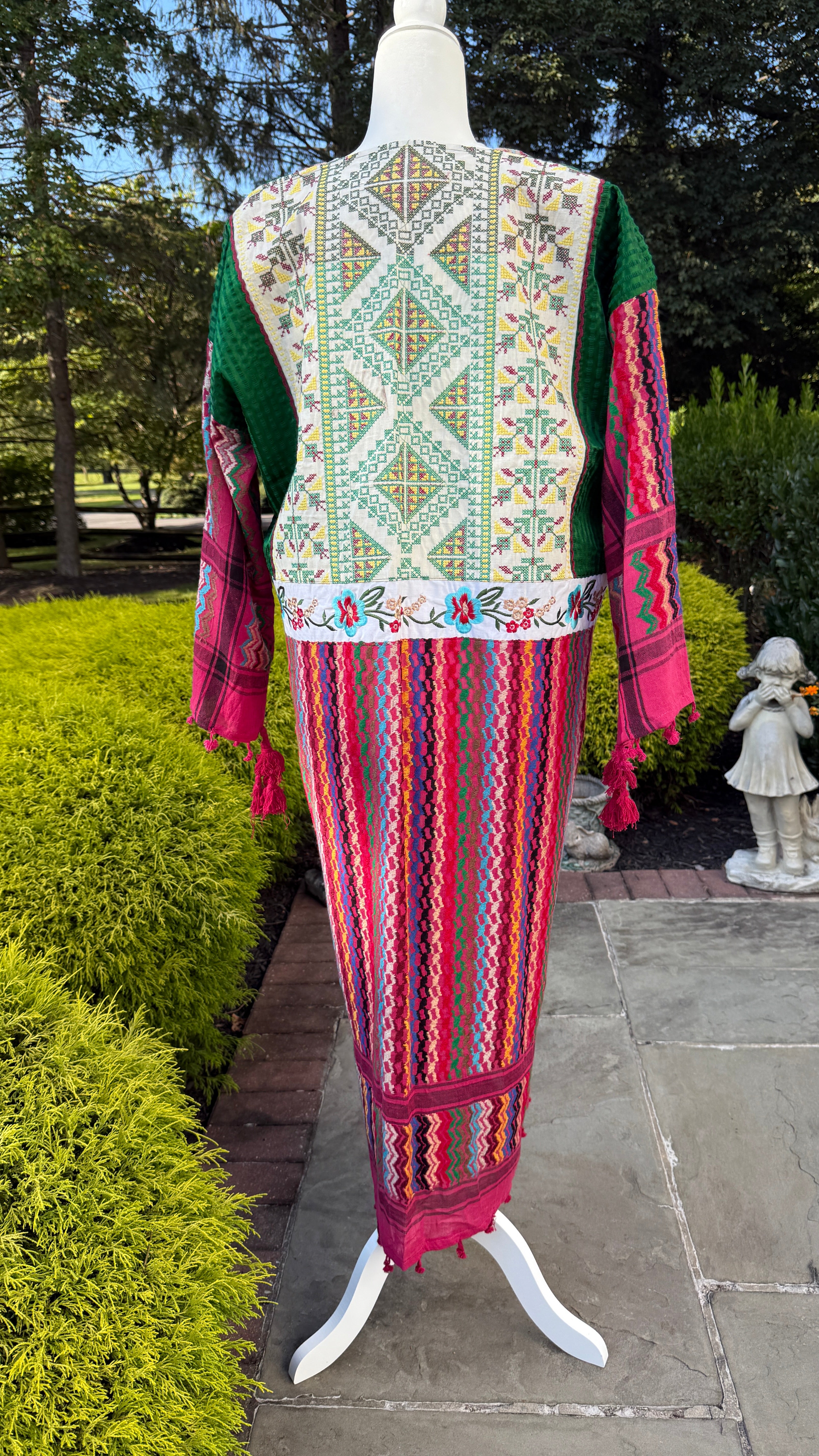 Fuchsia & Green Open keffiyeh Caftan
