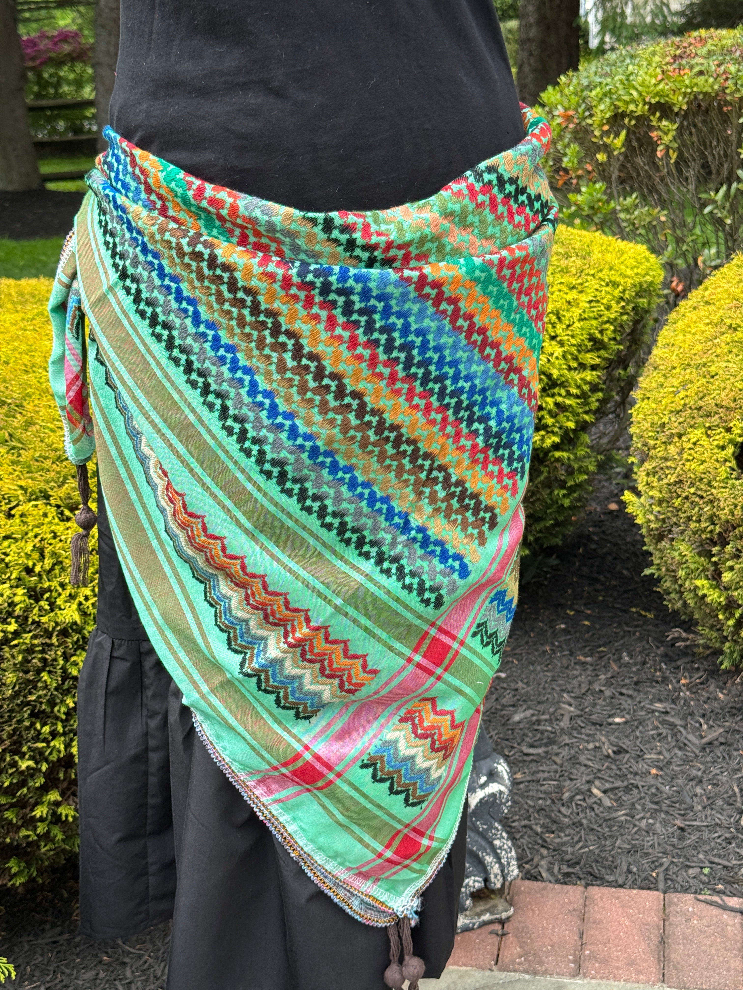 Green Multi color Keffiyeh, wrap