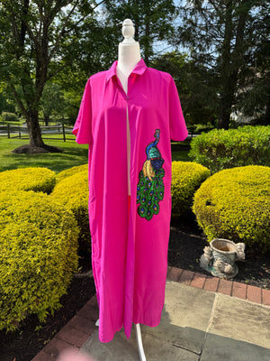 Casual Button Design Batwing Sleeve Super Long Shirt , designed with sequins motif.