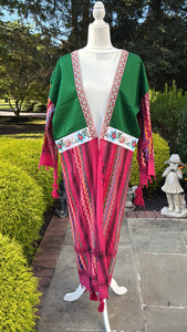 Fuchsia & Green Open keffiyeh Caftan
