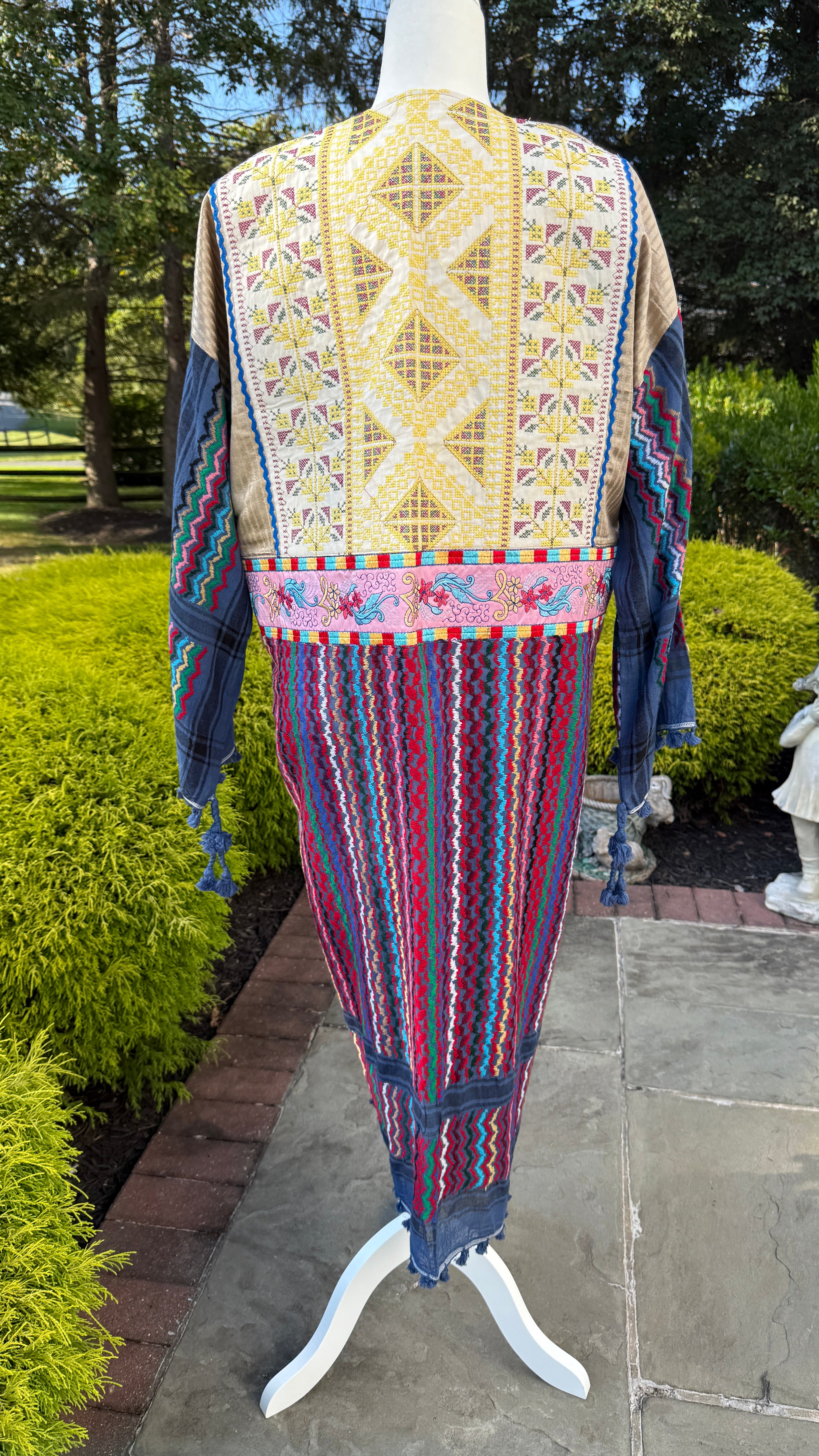 Blue & Gold Multi Color Open keffiyeh Caftan