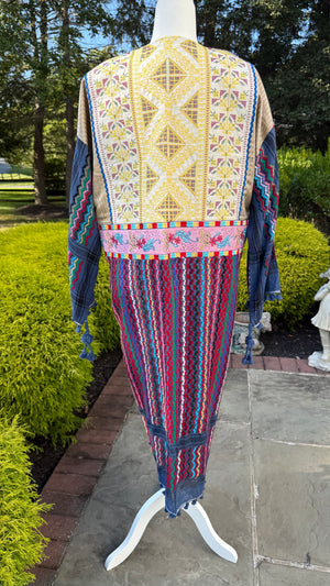 Blue & Gold Multi Color Open keffiyeh Caftan